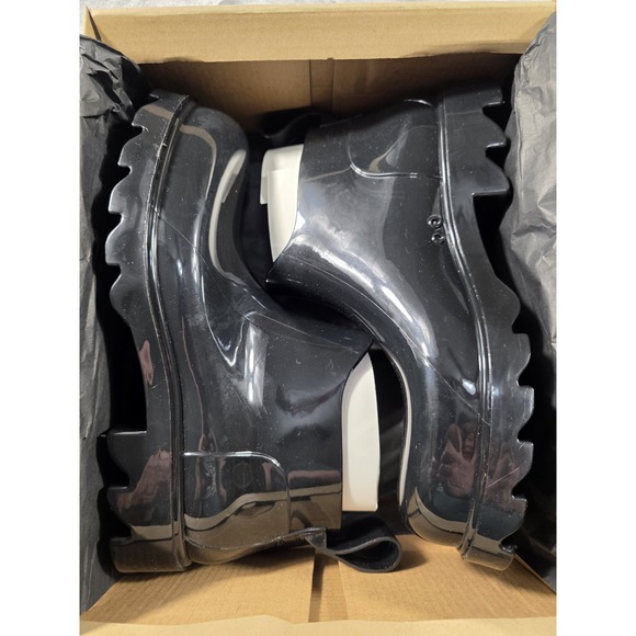 Free People High Street Black Ankle Rain Boots Size 10 Chunky Soles (NEVER USED) - Picture 9 of 10